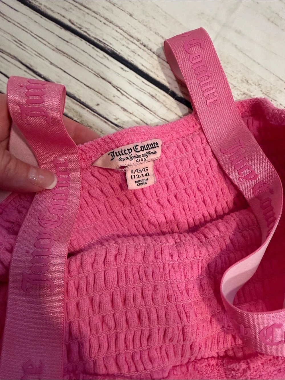 ♡ Juicy Couture Girls' Pink Smocked Terry Cover Up Dress L 12/14